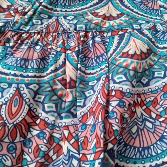 Chelsea & Violet Blue & Red Mandala Print Lightweight Shift Dress Women's Medium - Picture 14 of 15